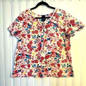 Basic Editions Floral Women's Blouse - Red, Pink, Blue